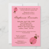 5x7ピンク春レディバグベビーシャワー招待状 招待状 (正面)