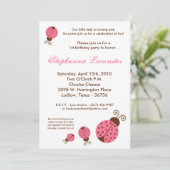 5x7ピンク春レディーバグバースデーパーティーの招待 招待状 (スタンド正面)