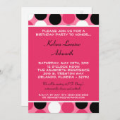 5x7ピンク水玉模様のカラフル誕生日招待状 招待状 (正面/裏面)