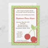 5x7ファームレッドさくらんぼフルーツ誕生日パーツ招待状 招待状 (正面/裏面)