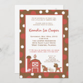 5x7ファームレッドバーン牛の誕生日パーティへの招待 招待状 (正面/裏面)