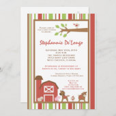 5x7ファームRedBarn Cow Animal Baby Shower招待状 招待状 (正面/裏面)