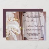 5x7フェザーセンターピースグラム結婚式招待状 招待状 (正面/裏面)