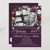 5x7フォト卒業パーティー招待状プラムパープル 招待状 (正面/裏面)