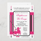 5x7フランスのなピンクのプードルのベビーシャワーの招待状 招待状 (正面/裏面)