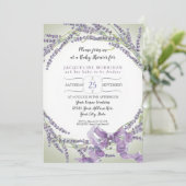 5x7フランスのなラベンダーの花のリースのベビーシャワー 招待状 (スタンド正面)