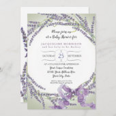 5x7フランスのなラベンダーの花のリースのベビーシャワー 招待状 (正面/裏面)