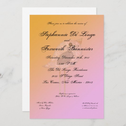 5x7フローラフラワーエレガファンシーントウェディング招待状 招待状 (正面/裏面)