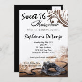 5x7ブラウンの仮面舞踏会の菓子16の誕生日の招待状 招待状 (正面/裏面)