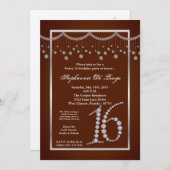 5x7ブラウンダイヤモンドスイート16誕生日招待状 招待状 (正面/裏面)