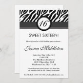 5x7ブラックグレーゼブラ16番目の誕生日招待状 招待状 (正面/裏面)