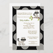 5x7ブラックグレーラクーンベビーシャワー招待状 招待状 (正面/裏面)