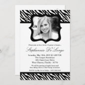 5x7ブラックゼブラPHOTO甘い16誕生日招待状 招待状 (正面/裏面)