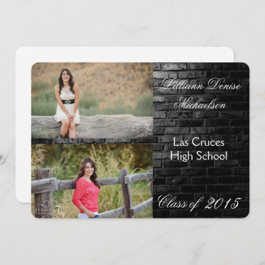 5x7ブラックブリック建物ウォール上級者向け発表 案内状 (正面/裏面)