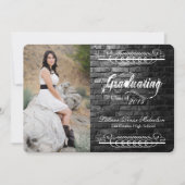 5x7ブラックブリック建物ウォール上級者向け発表 案内状 (正面)