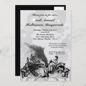 5x7ブラックマスカレードハロウィンコスチューム招待状 招待状 (正面/裏面)