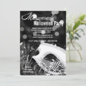 5x7ブラックマスカレードハロウィンコスチューム招待状 招待状 (スタンド正面)