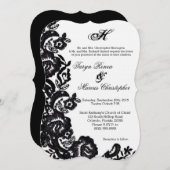 5x7ブラックレースダマスクアンティーク結婚式招待状 招待状 (正面/裏面)