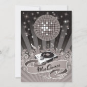 5x7ブラックDJスピンターンテーブルキンセアニェラ招待状 招待状 (裏面)