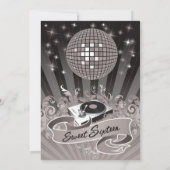 5x7ブラックDJスピンターンテーブル16誕生日招待状 招待状 (裏面)