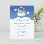 5x7ブルークラウド男の赤ちゃんベビーシャワー招待状 招待状 (スタンド正面)