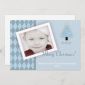 5x7ブルークリスマスツリーArgyl PHOTOクリスマスカード シーズンカード (正面/裏面)