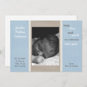 5x7ブルーグレーリボンバンド写真誕生のお知らせ 案内状 (正面/裏面)