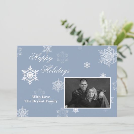 5x7ブルースノーフレークPHOTOクリスマスカード シーズンカード (スタンド正面)