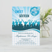 5x7ブルーダンスパーティー16番目の誕生日招待状 招待状 (スタンド正面)