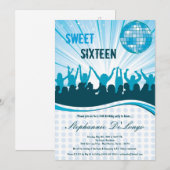 5x7ブルーダンスパーティー16番目の誕生日招待状 招待状 (正面/裏面)