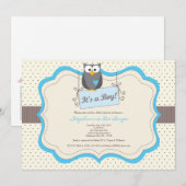 5x7ブルーフーフクロウウッドランドベビーシャワー招待状 招待状 (正面/裏面)