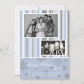 5x7ブルー&シルバースノーフレークフォトクリスマスカード シーズンカード (正面)