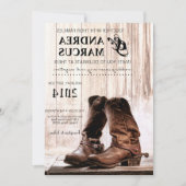 5x7ブーツカントリーウェスタンウエディ素朴ング招待状 招待状 (正面)