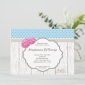 5x7プルメリアフラワーウッドブライダルシャワー招待状 招待状 (スタンド正面)