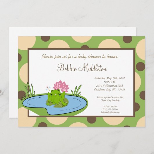 5x7ベビーのカエルの池のベビーシャワーの招待状 招待状 (正面/裏面)