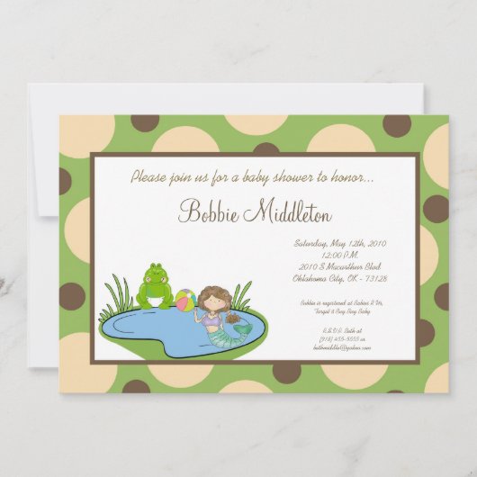 5x7ベビーのカエルの池の人魚のベビーシャワーの招待状 招待状 (正面)
