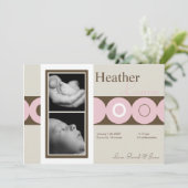 5x7ベビーガールレトロサークル写真誕生のお知らせ 案内状 (スタンド正面)