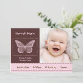 5x7ベビーガール蝶々写真誕生のお知らせ 案内状 (スタンド正面)
