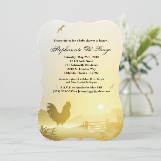 5x7ベビーシャワー招待状サニーモーニングファームクーン 招待状 (スタンド正面)