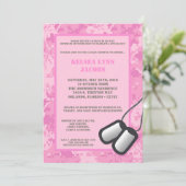 5x7ベビーシャワー招待状ピンクアーミー迷彩柄ACU 招待状 (スタンド正面)