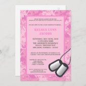 5x7ベビーシャワー招待状ピンクアーミー迷彩柄ACU 招待状 (正面/裏面)