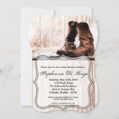 5x7ベビーシャワー招待状ブーツ田舎風 招待状 (正面)