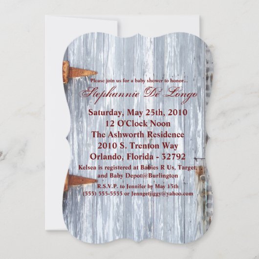 5x7ベビーシャワー招待状ホワイトウォッシュウッドバーンDo 招待状 (正面)