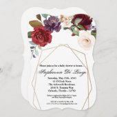 5x7ベビーシャワー招待状ホワイトローズ金ゴールドジオメトリ 招待状 (正面/裏面)