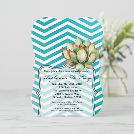 5x7ベビーシャワー招待状ボホカクティサボスクス 招待状 (スタンド正面)