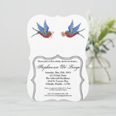 5x7ベビーシャワー招待状伝統的バードタトゥー 招待状 (スタンド正面)