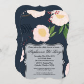 5x7ベビーシャワー招待状白フローラ花付き 招待状 (正面/裏面)