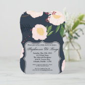 5x7ベビーシャワー招待状白フローラ花付き 招待状 (スタンド正面)