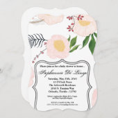 5x7ベビーシャワー招待状白フローラ花付き 招待状 (正面/裏面)