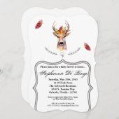 5x7ベビーシャワー招待状boho deerバックヘッドブロ 招待状 (正面/裏面)